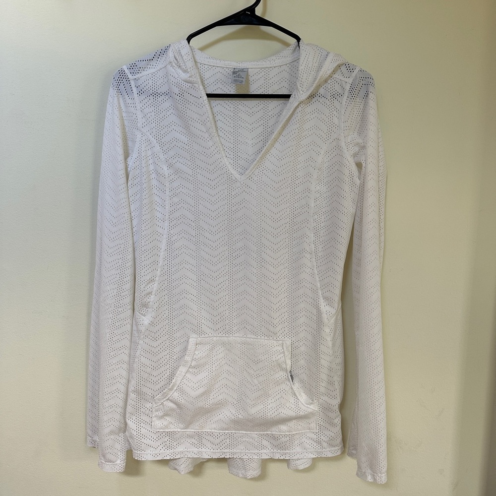Prana Mesh Hoodie, Color White, Size Large